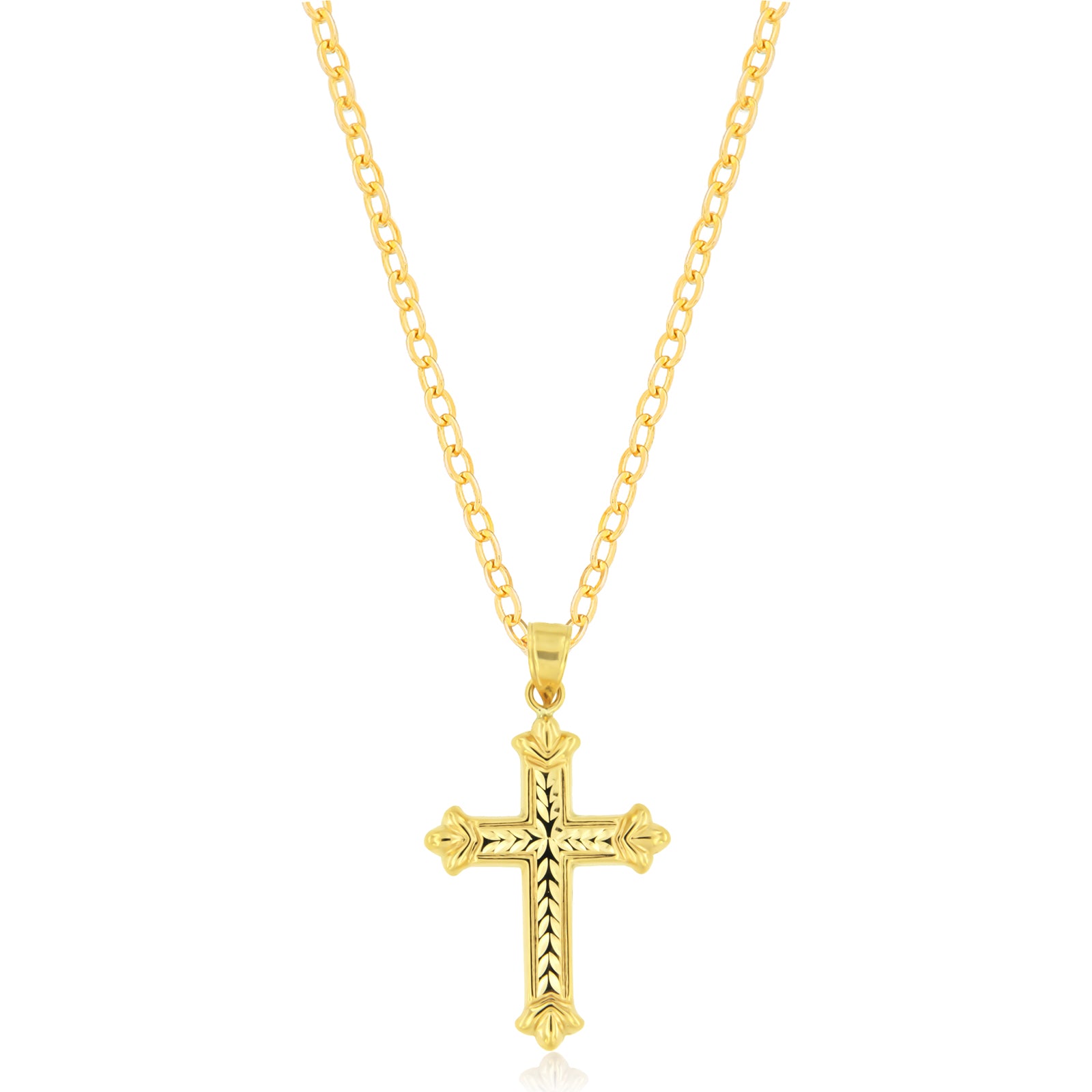 9ct Yellow Plated Filled with Silver Pattern Cross Pendant