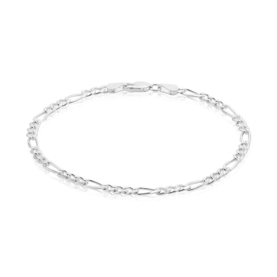 Sterling Silver 21cm 1:3 Figaro 100 Gauge Bracelet