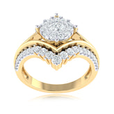 9ct Yellow Gold Round Cut 0.75 Carat tw Diamond Dress Ring