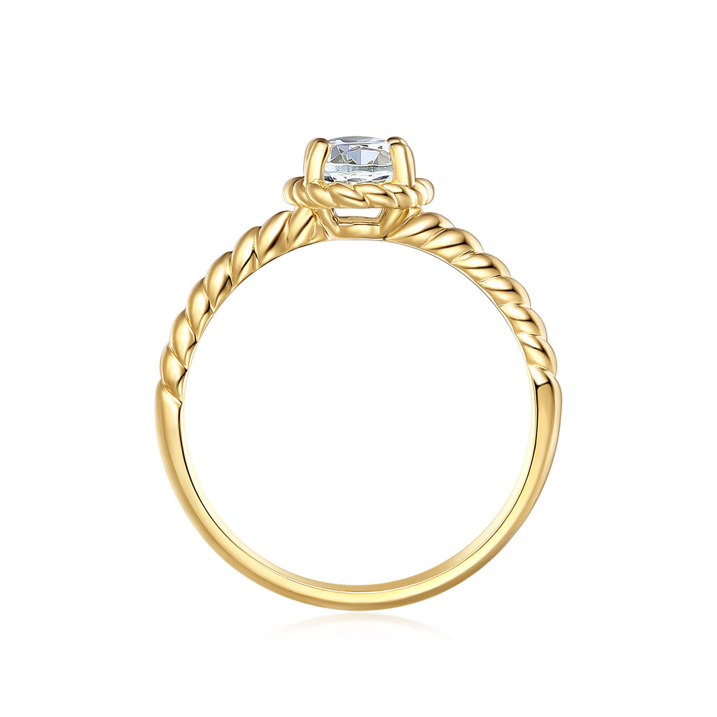 9ct Yellow Gold Oval 7x5mm Aquamarine March Ring