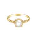 9ct Yellow Gold Round 6 mm White Fresh Water Pearl June Birthstone Ring