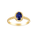 9ct Yellow Gold Oval Cut 7x5mm Created Sapphire September Ring