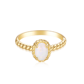 9ct Yellow Gold Oval Cut 7x5mm White Opal October Ring