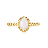 9ct Yellow Gold Oval Cut 7x5mm White Opal October Ring