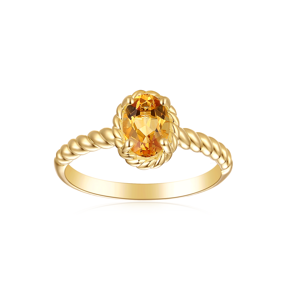 9ct Yellow Gold Oval Cut 7x5mm Citrine November Ring