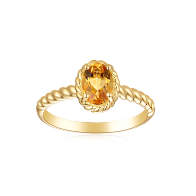 9ct Yellow Gold Oval Cut 7x5mm Citrine November Ring