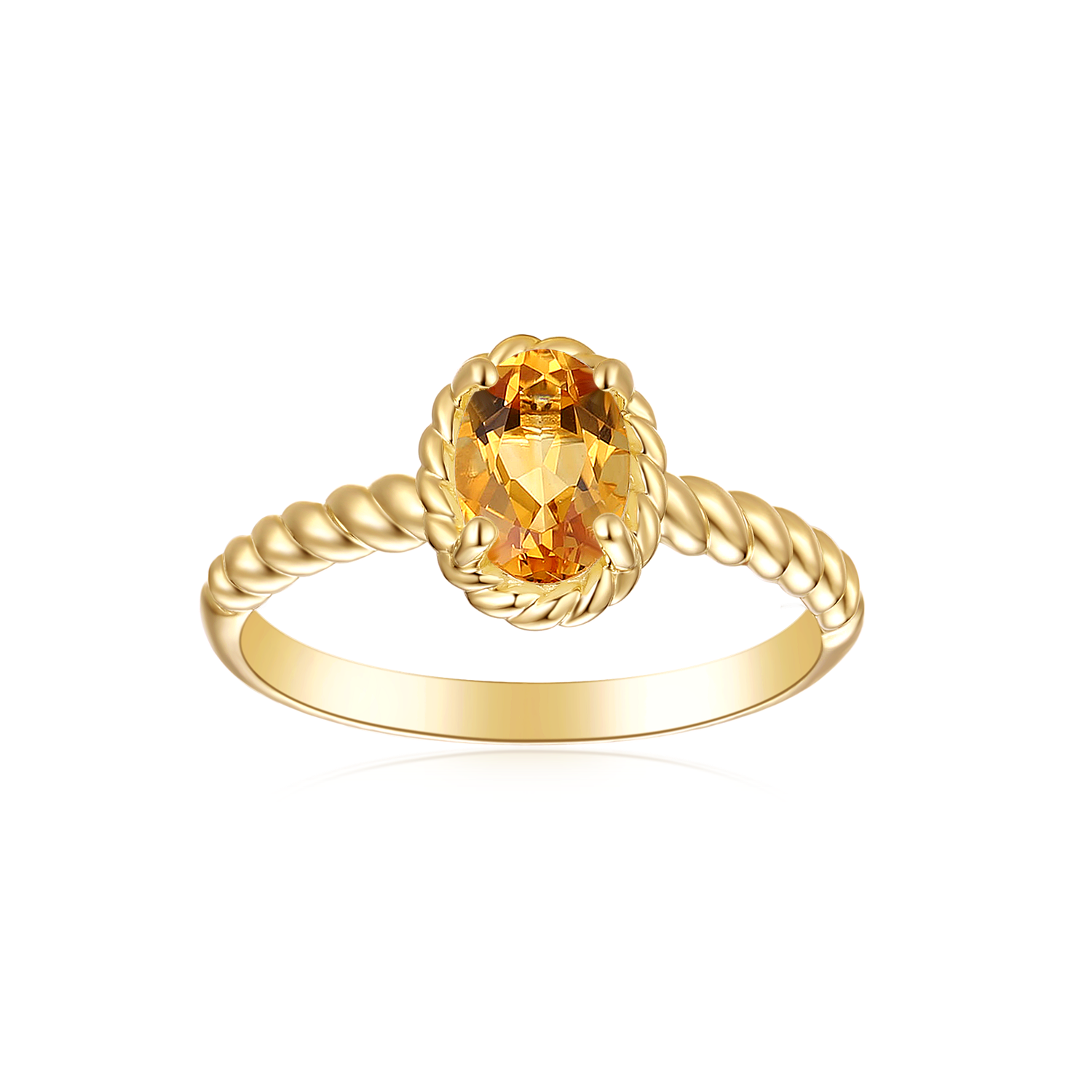 9ct Yellow Gold Oval Cut 7x5mm Citrine November Ring