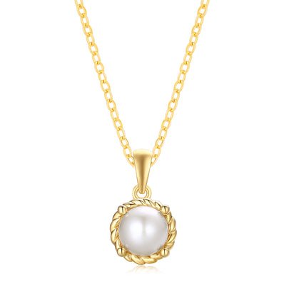 9ct Yellow Gold Oval Cut 6 mm White Fresh Water Pearl June Birthstone Pendant
