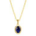 9ct Yellow Gold Oval Cut 7x5mm Created Sapphire September Pendant