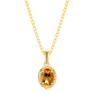 9ct Yellow Gold Oval Cut 7x5mm Citrine November Pendant