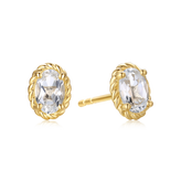 9ct Yellow Gold Oval Cut 6x4 mm White Topaz April Birthstone Stud Earrings