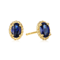 9ct Yellow Gold Oval Cut 6x4mm Created Sapphire September Earrings