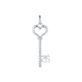 Sterling Silver Diamond Heart & Key 16th Birthday Pendant