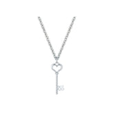 Sterling Silver Diamond Heart & Key 18th Birthday Pendant