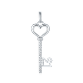 Sterling Silver Diamond Heart & Key 21st Birthday Pendant