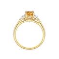 9ct Yellow Gold Round Brilliant Cut 6mm Citrine 0.10 Carat tw Rhodium Plated Ring