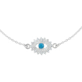 Sterling Silver 19cm Turquoise White Topaz Evil Eye Bracelet