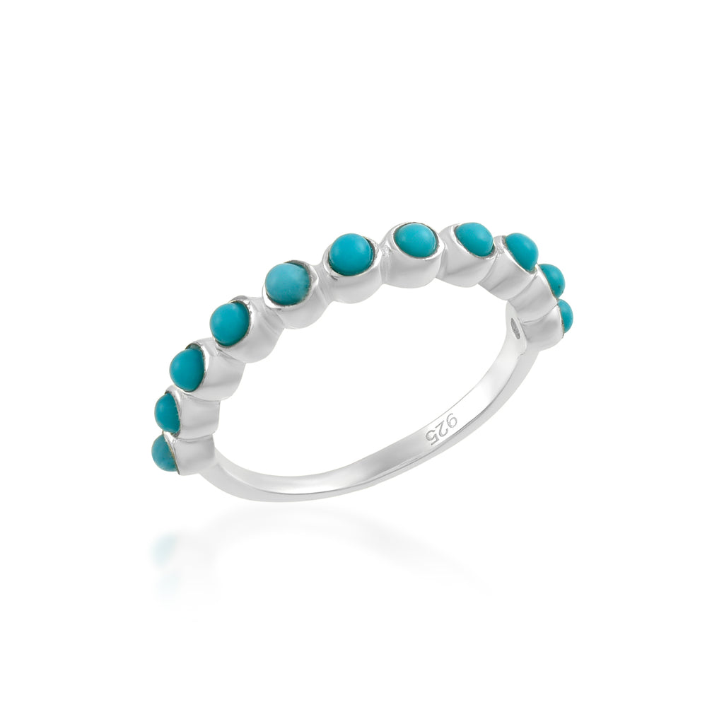 Sterling Silver Round Cut 2mm Turquoise Ring