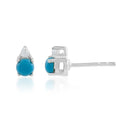 Sterling Silver Round Cut 4mm Turquoise White Topaz Earrings