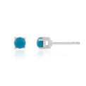 Sterling Silver Round Cut 4mm Turquoise Stud Earrings