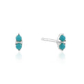 Sterling Silver Round Cut 2mm Turquoise Stud Earrings