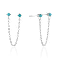 Sterling Silver Round Cut 2mm Turquoise Earrings