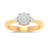 9ct Rose Gold Round Brilliant Cut 0.20 Carat tw Rhodium Plated Diamond Dress Ring