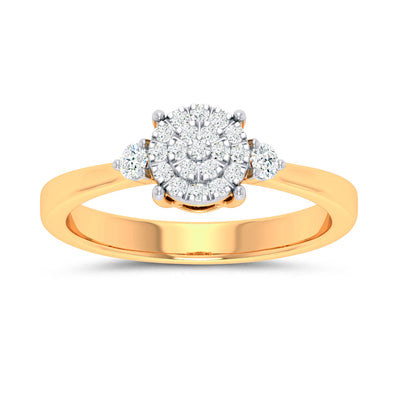 9ct Rose Gold Round Brilliant Cut 0.20 Carat tw Rhodium Plated Diamond Dress Ring