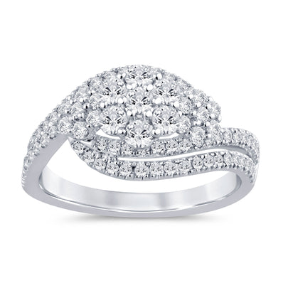 9ct White Gold Round Brilliant Cut 1.00 Carat tw Diamond Dress Ring