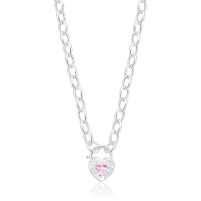 Sterling Silver 45cm Pink Cubic Zirconia Necklace