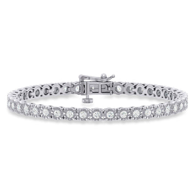 Sterling Silver Round Cut 1.00 Carat tw Diamond Bracelet