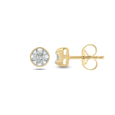 9ct Yellow Gold Round Cut 0.25 Carat tw Stud Earrings