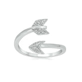 Sterling Silver Round Brilliant Cut Diamond Set Arrow Ring