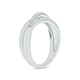 Sterling Silver Round Brilliant Cut 0.05 Carat tw Crossover Ring
