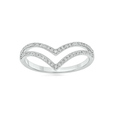 Sterling Silver Round Brilliant Cut 0.10 Carat tw Ring
