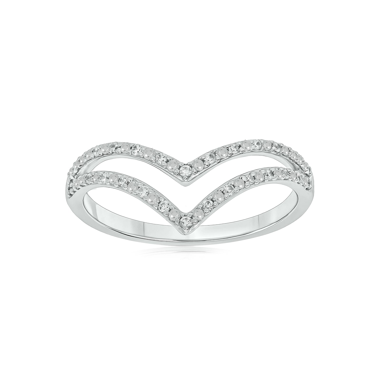 Sterling Silver Round Brilliant Cut 0.10 Carat tw Ring