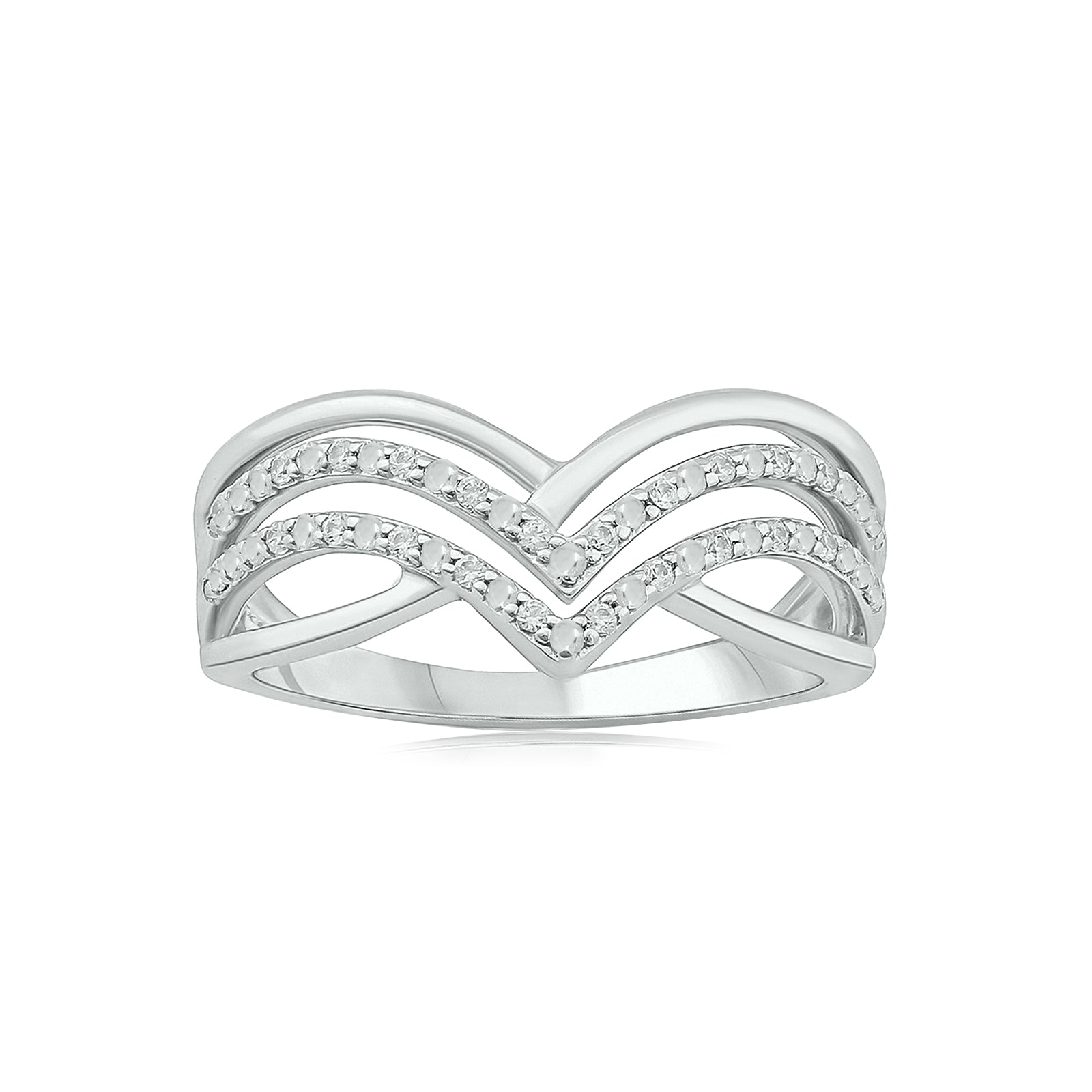 Sterling Silver Round Brilliant Cut 0.10 Carat tw Ring