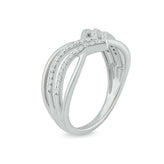Sterling Silver Round Brilliant Cut 0.10 Carat tw Ring