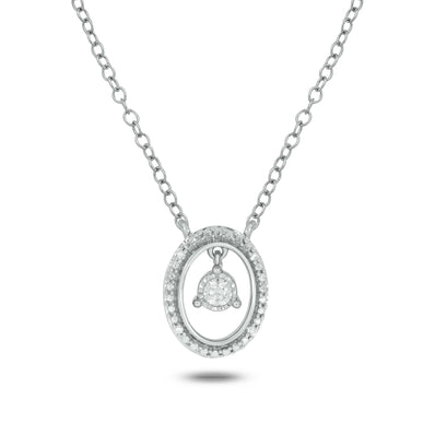 Sterling Silver Round Cut 0.05 Carat tw Pendant Chain Included