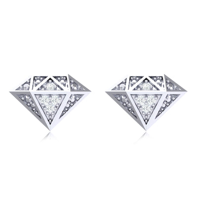 Sterling Silver Round Brilliant Cut Lab Grown Diamond Stud Earrings
