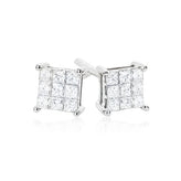 9ct White Gold Princess Cut 0.25 Carat tw Diamond Stud Earrings