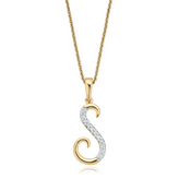 9ct Yellow Gold 0.06 Carat tw Diamond Initial Pendant