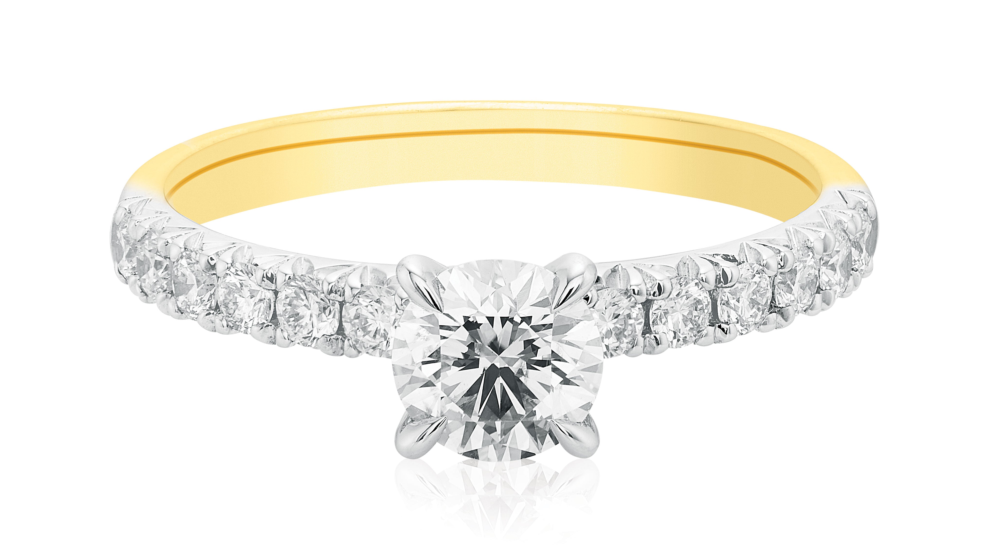 Celebration 18ct Yellow and White Gold Round Brilliant Cut 1  Carat tw Lab Grown Diamond Ring