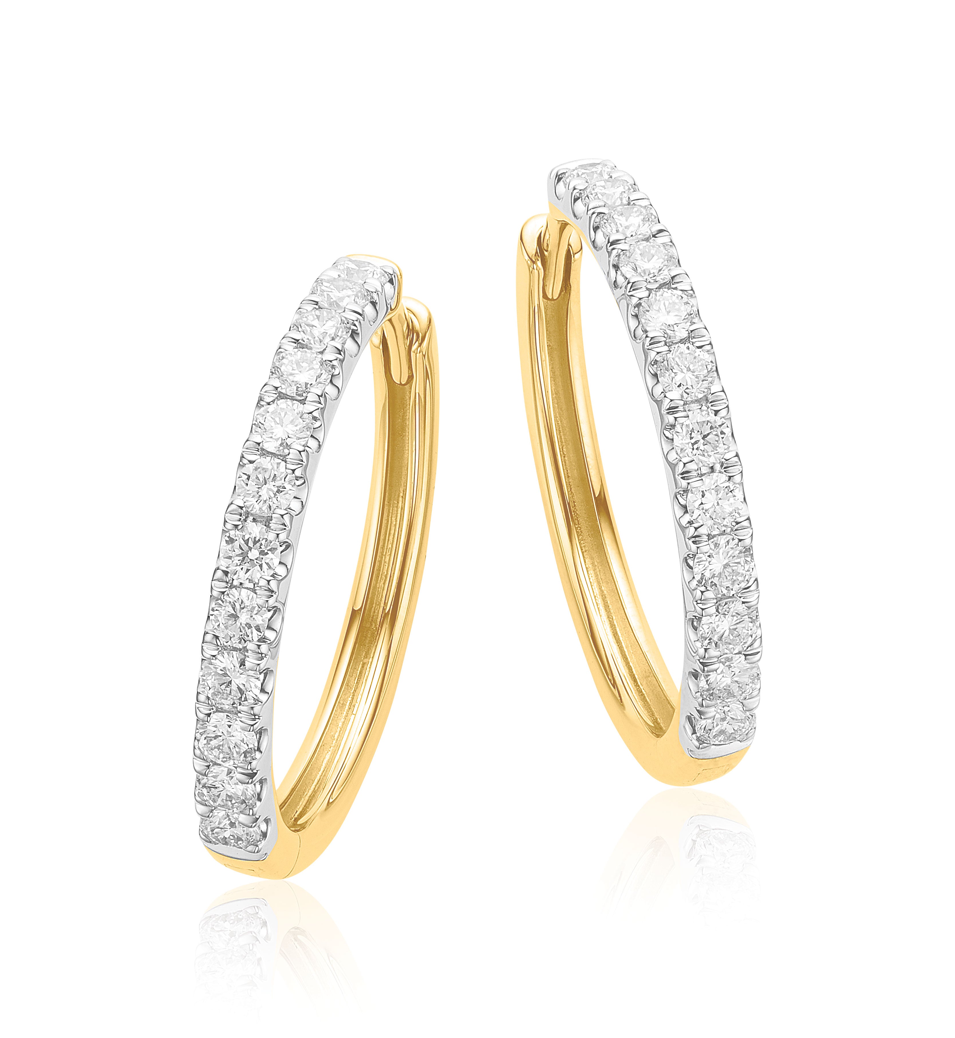 Celebrations 9ct Two Tone Round Cut 0.75 Carat tw Lab Grown Diamond Earrings