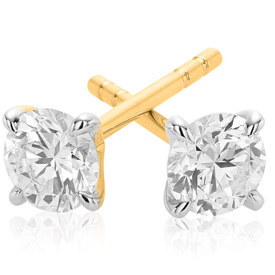 Celebration 9ct Yellow Gold Round Brilliant Cut 0.50 Carat tw Lab Grown Diamond Stud Earrings