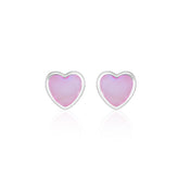 Sterling Silver 8mm Pink Mother of Pearl Heart Stud Earrings