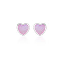 Sterling Silver 8mm Pink Mother of Pearl Heart Stud Earrings