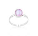 Sterling Silver 8mm x 12mm Pink Mother of Pearl Circle Ring