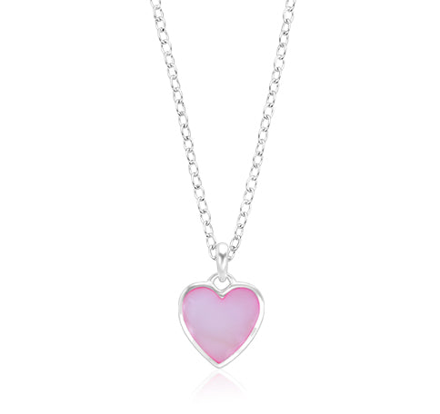 Sterling Silver 12mm x 12mm Pink Mother of Pearl Heart Pendant