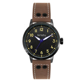 Tensity Leather Round Black Dial Brown Band Watch